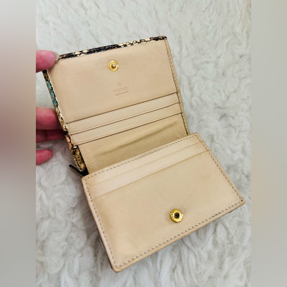 Gucci Multicolor Python Card Holder with Gold GG - image 2